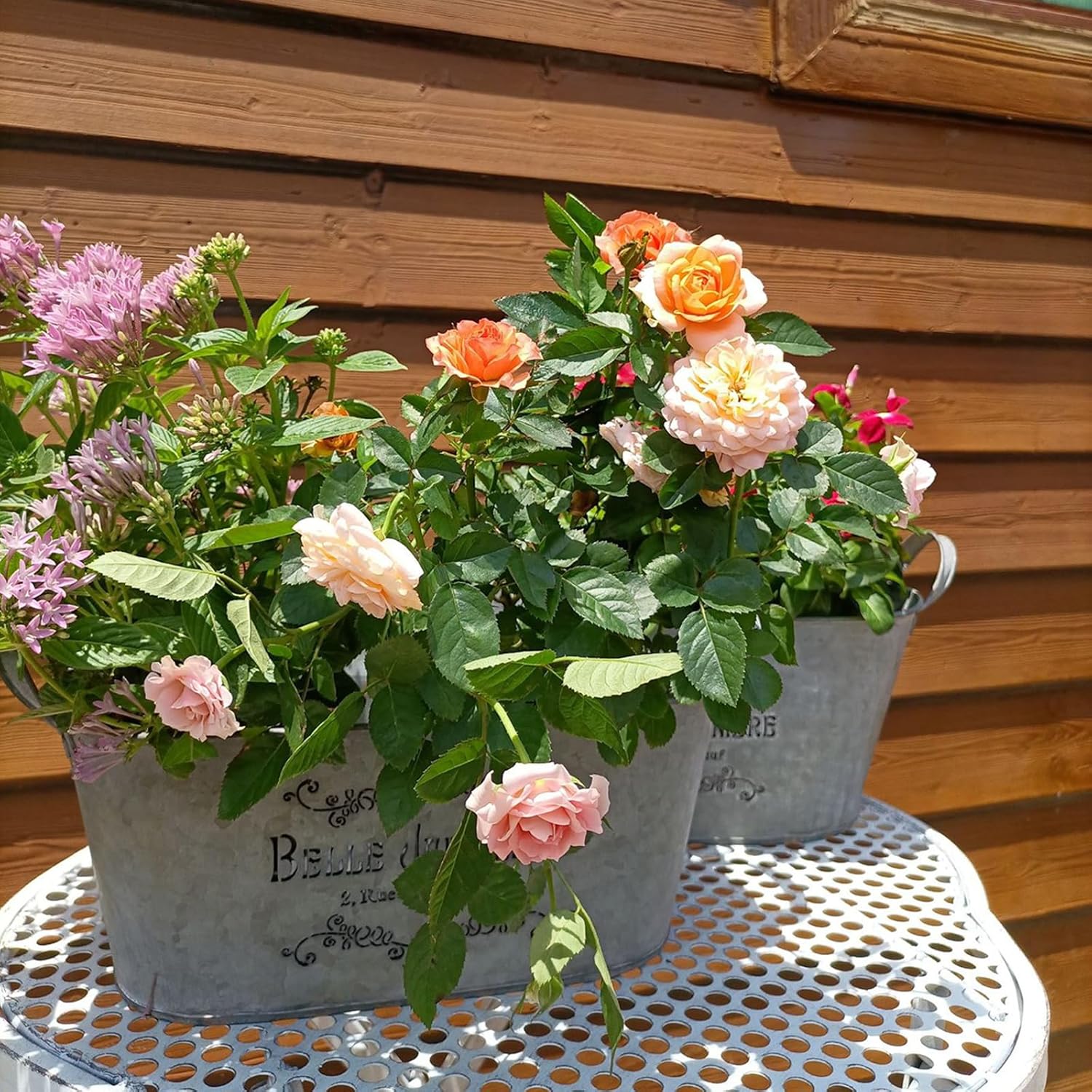 Metal Vases Farmhouse French Flower Bucket Vases For Cut Flowers For H