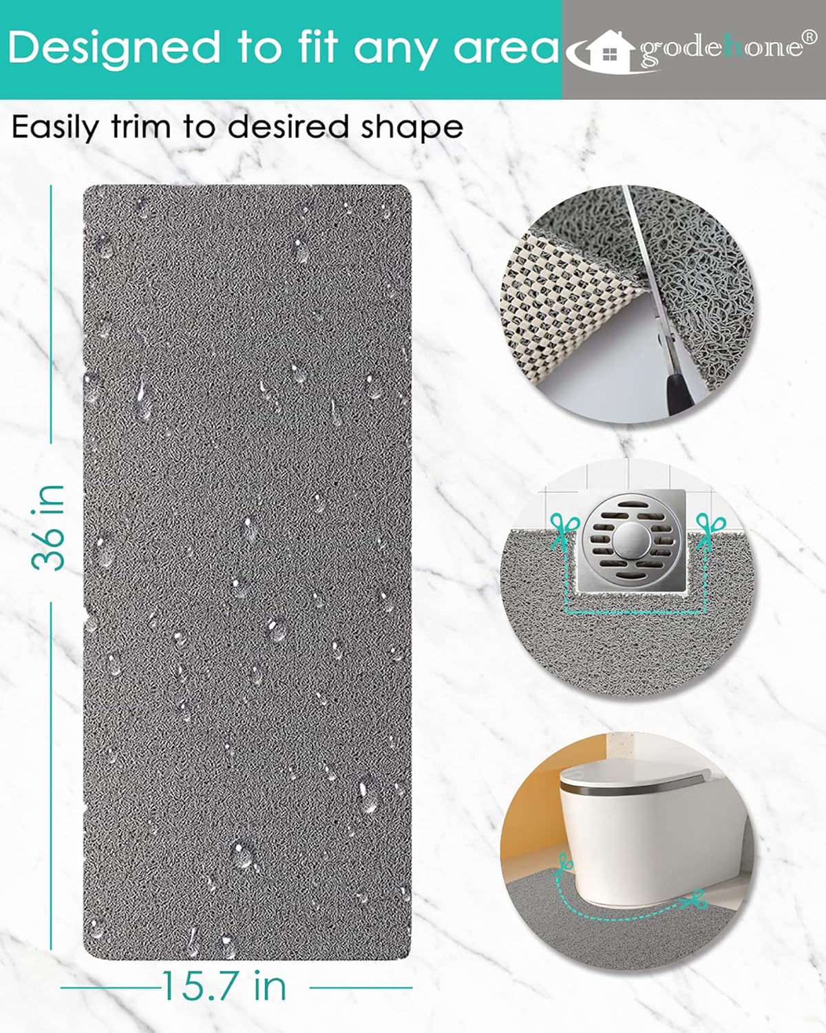 godehone Shower Mats Non Slip Without Suction Cups, PVC Loofah Bathroo