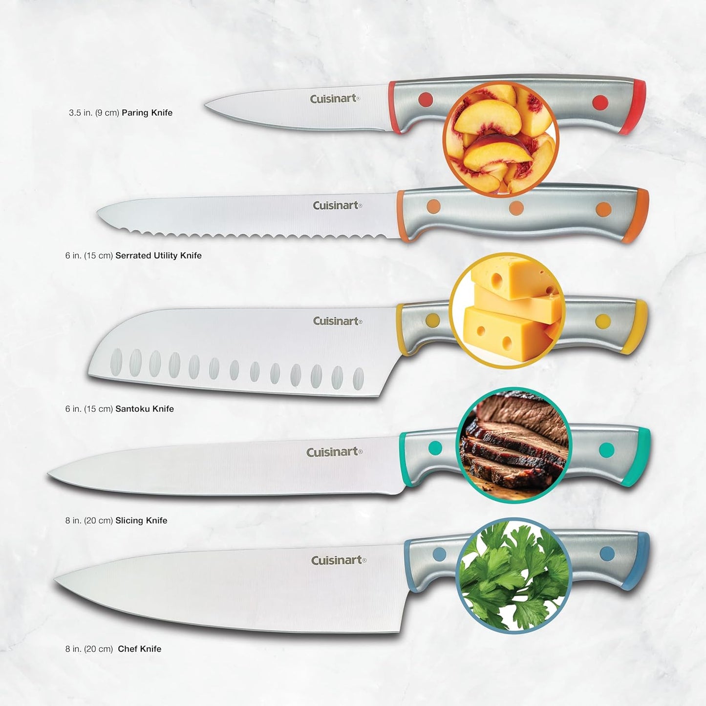 Cuisinart C77CR-10P 10pc Stainless Steel ColorCore™ Color Rivet Set wi