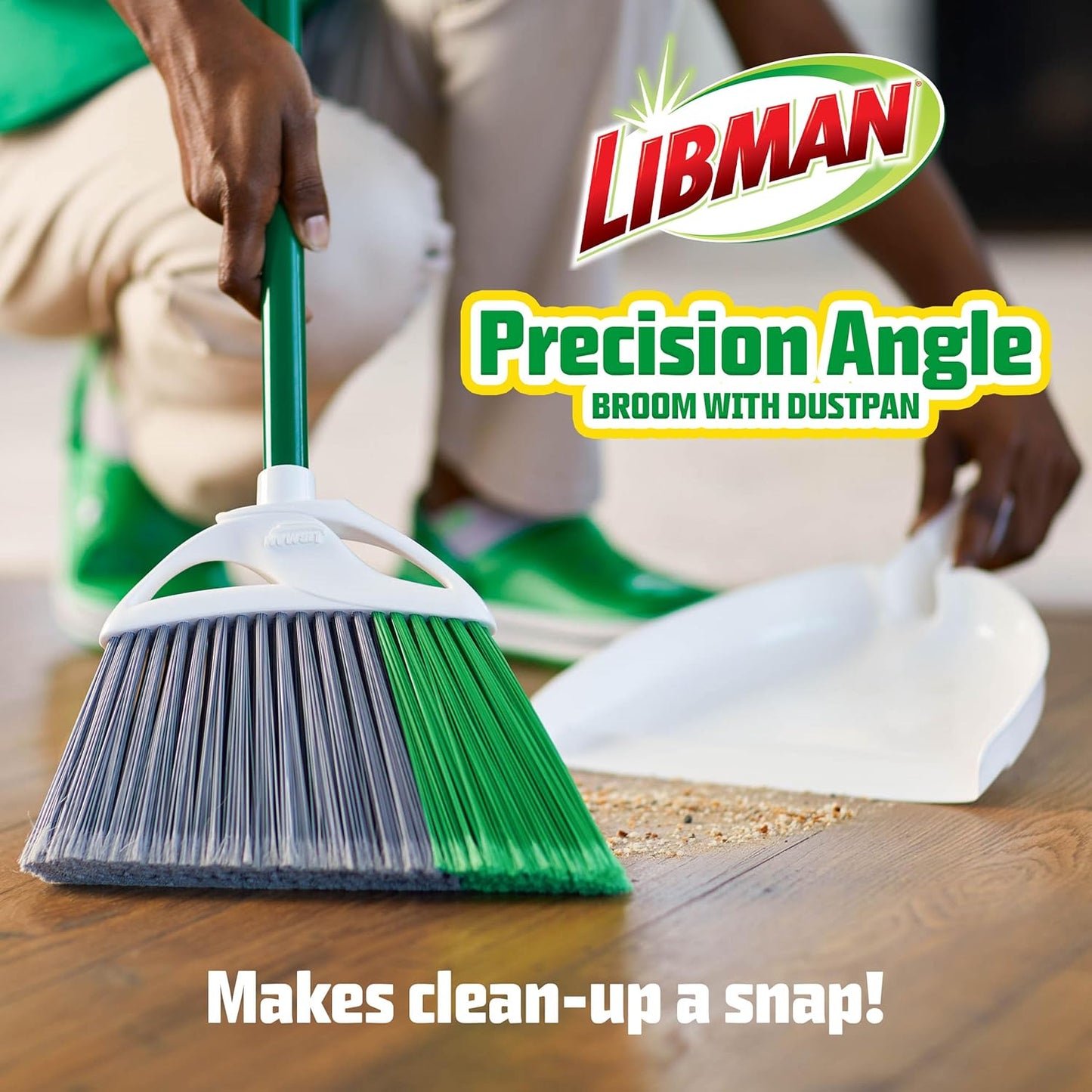 Libman FlexTech 빗자루, 쓰레받기 콤보 세트, 실내 및 실외 바닥 청소용, 애완동물, 강아지 털 빗자루, 139.7cm(55인치) 정밀 각도 빗자루, 손잡이 3개, 너비 27.9cm(11인치), 너비 26cm(10.25인치) 더스트 팬