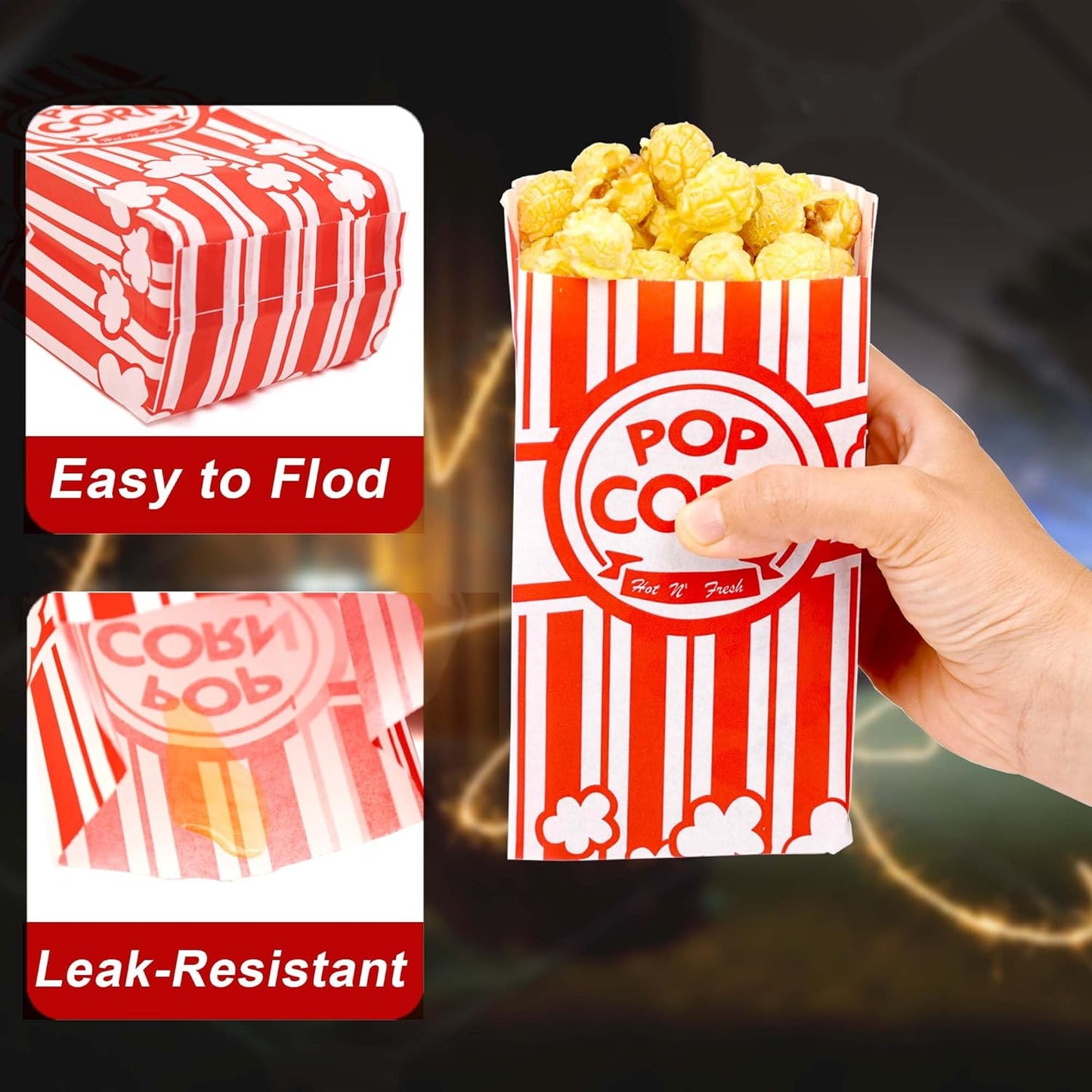 110 Pcs Paper Popcorn Bags, 1 oz Popcorn Bags Individual Servings, Bulk Pop Corn Sleeves for Pop Corn Machine, Movie Night, Cinema, Carnival, Party, Concessions
