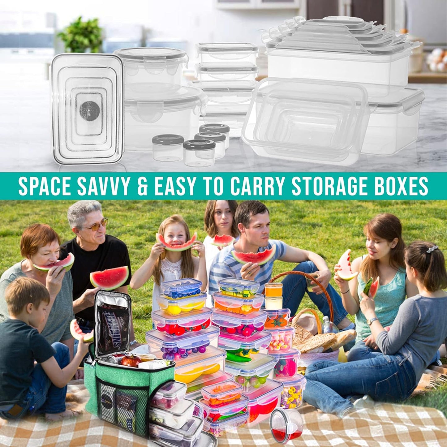RockBerry 50 Pcs Large Food Storage Containers with Lids Airtight-85 O