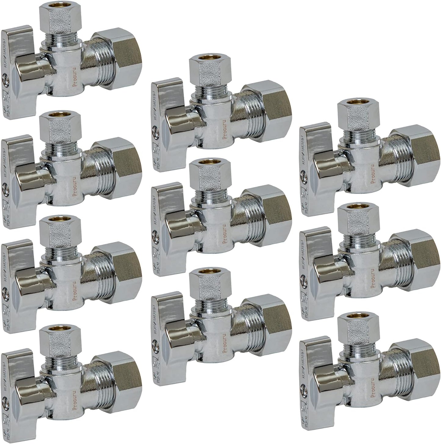 [10-Pack] PROCURU Heavy Duty Angle Stop Valve 1/2" Nominal (5/8" OD) C