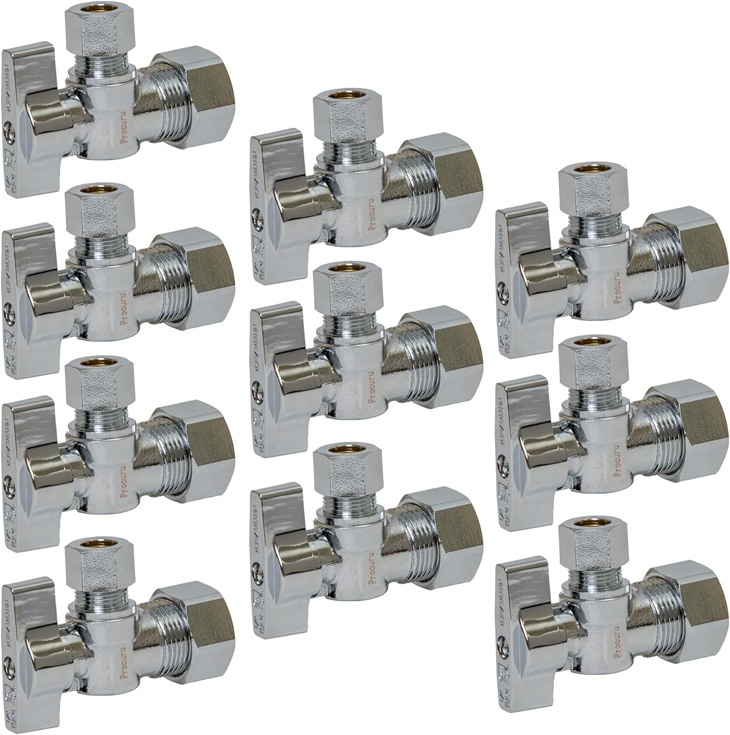 [10-Pack] PROCURU Heavy Duty Angle Stop Valve 1/2" Nominal (5/8" OD) C