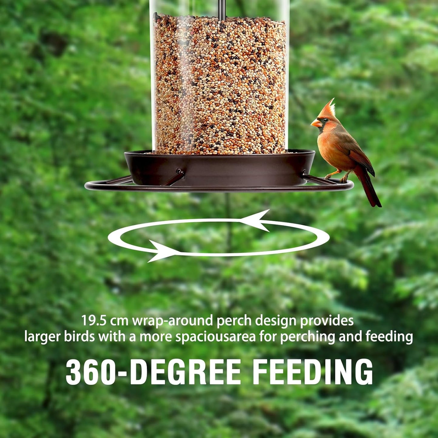 Metal Bird Feeder for Outdoors Hanging,3.0LB Seed Feeder,Easy to Fill 