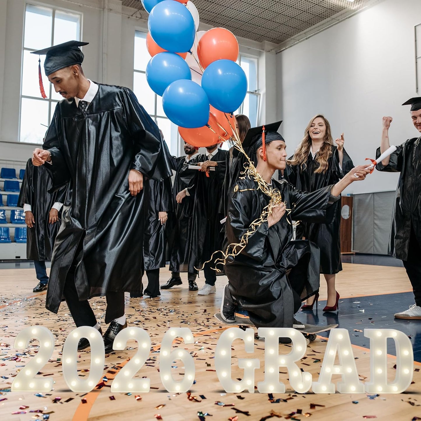 Graduation Decorations 2026-8 LED Long Marquee Light Up Letters 'Grad 2026' - Graduation Party Decor for Kindergarten Preschool High School College Graduation