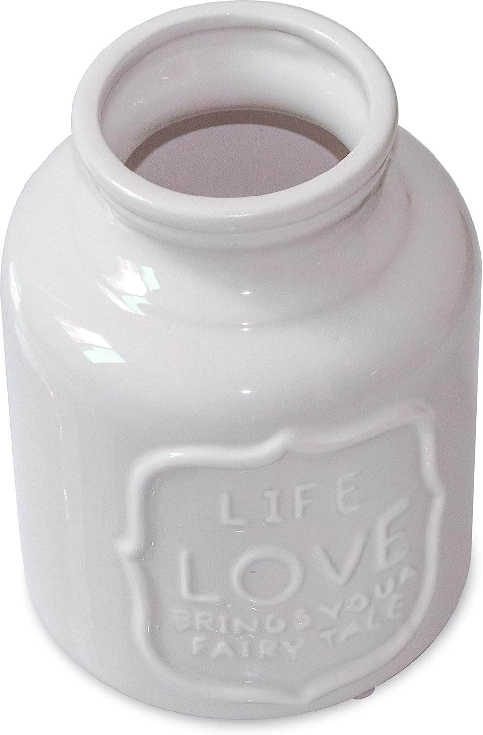Soyizom White Rustic Ceramic Vases Farmhouse French Decorative Floral Vase Flower Arranging Pottery Vase Vintage Milk Can Planter Pot for Tabletop, Kitchen, Office,Living Room Decoration