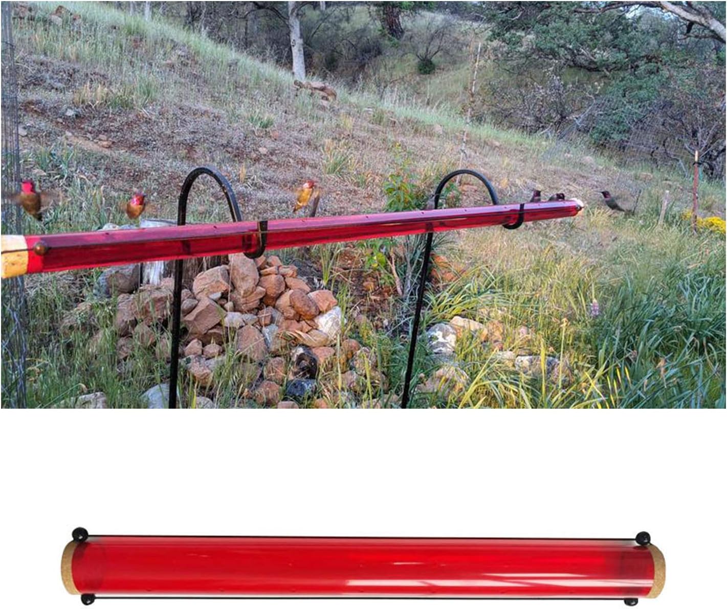 Hummingbird Feeder with Hole Transparent Easy to Use and Bird Feeder Red Transparent Tube Suitable for Outdoors Deck Patio Garden Yard 60cm/23.6In
