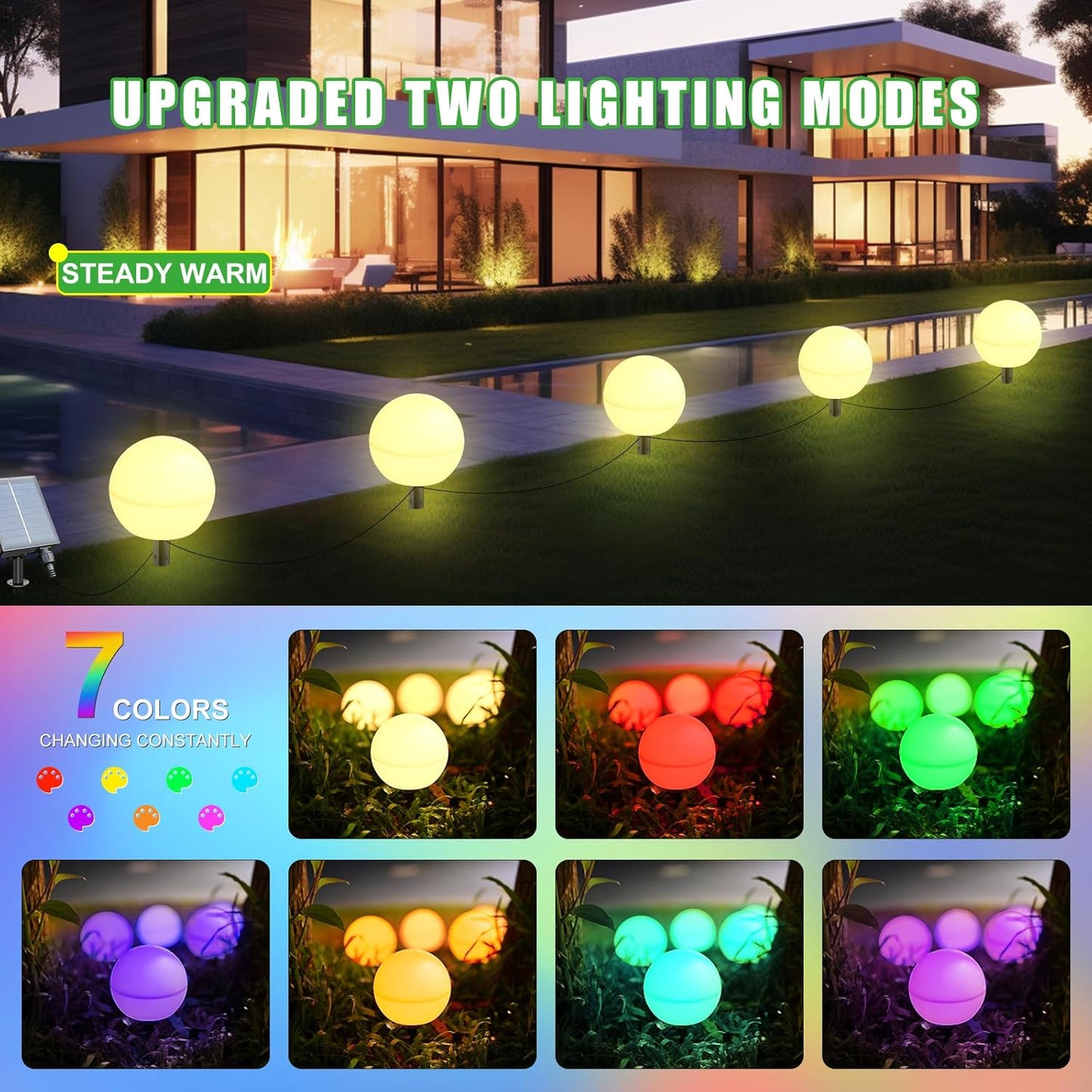 Solar Lights Outdoor Waterproof Decorations, 5 Pack Solar Globe Lights
