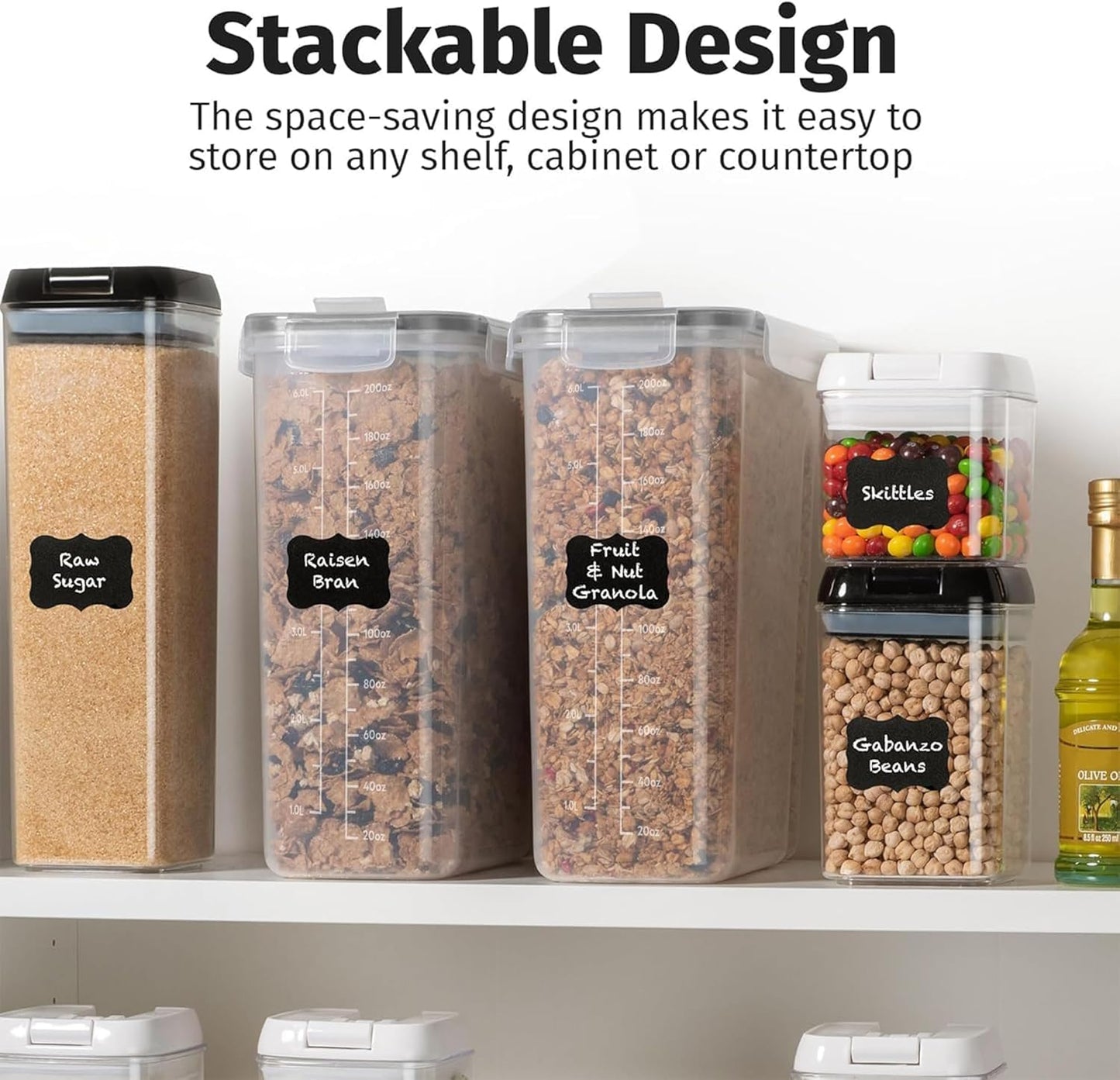 Shazo 2 Pack (6.3 L / 213 oz / 6.7 qt) EXTRA Large Airtight Food Storage Cereal Containers for Bulk Food Storage BPA-Free Plastic Container, Pantry Organization and Canister for Rice, Sugar & Flour