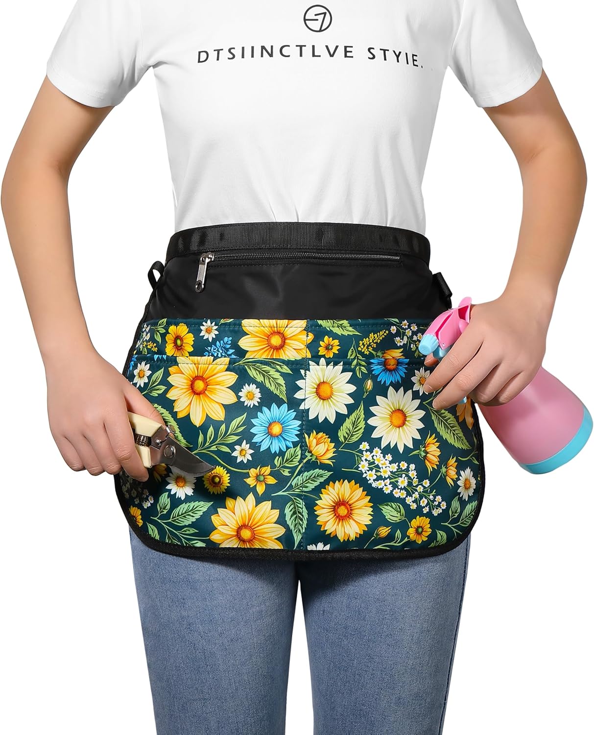 Garden Apron for Women with 5 Pocket,Half Florist Apron Harvesting Apron