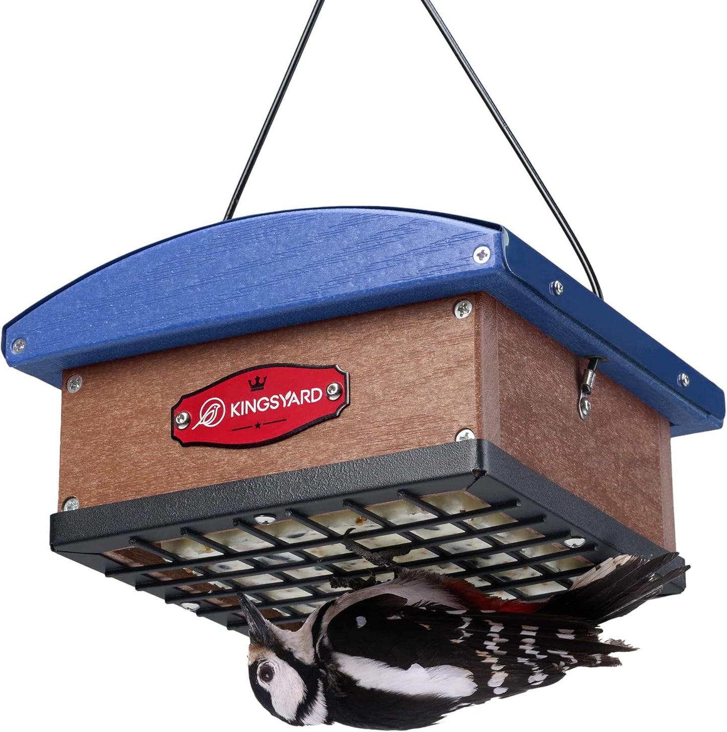 Kingsyard Upgraded Upside Down Double Suet Feeder with Metal Weatherpr