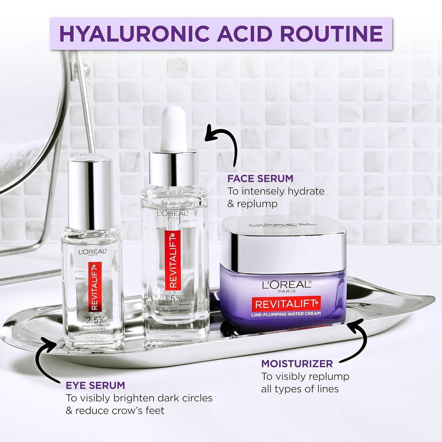 L'Oreal Paris Revitalift 1.5% Pure Hyaluronic Acid Serum for Face, Ant