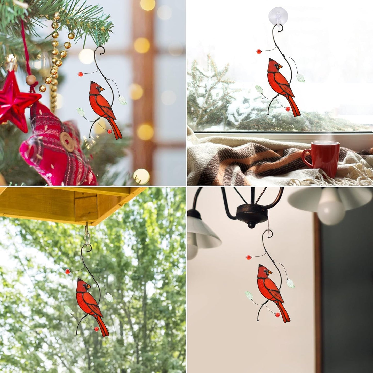Lolitarcrafts Bigger Cardinal Stained Glass Window Hangings Cute Birds