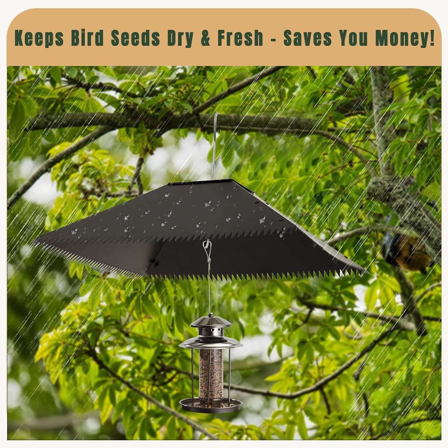 Squirrel Baffle for Bird Feeder Pole,Metal Guard for Shepherd's Hook & 4x4 Post, Raccoon Proof Outdoor Deterrent with 4pcs Warning Stickers, Bird House Protection