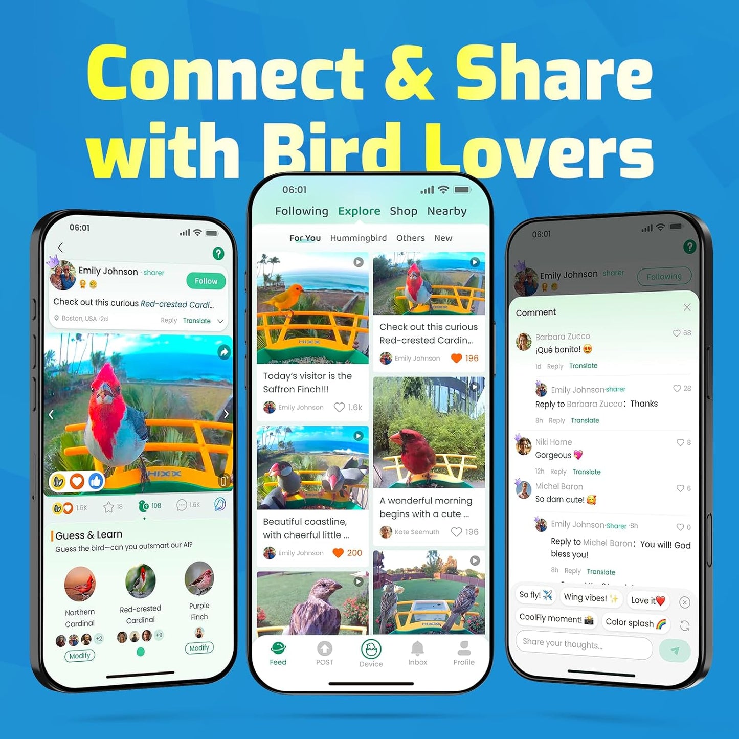 Smart Bird Feeder with Camera – 2K HD, Free Lifetime AI Bird Identification, Solar Powered, Motion Alert, 2.4GHz WiFi, Dual Seed Compartments – Outdoor Bird House Camera for Bird Lovers