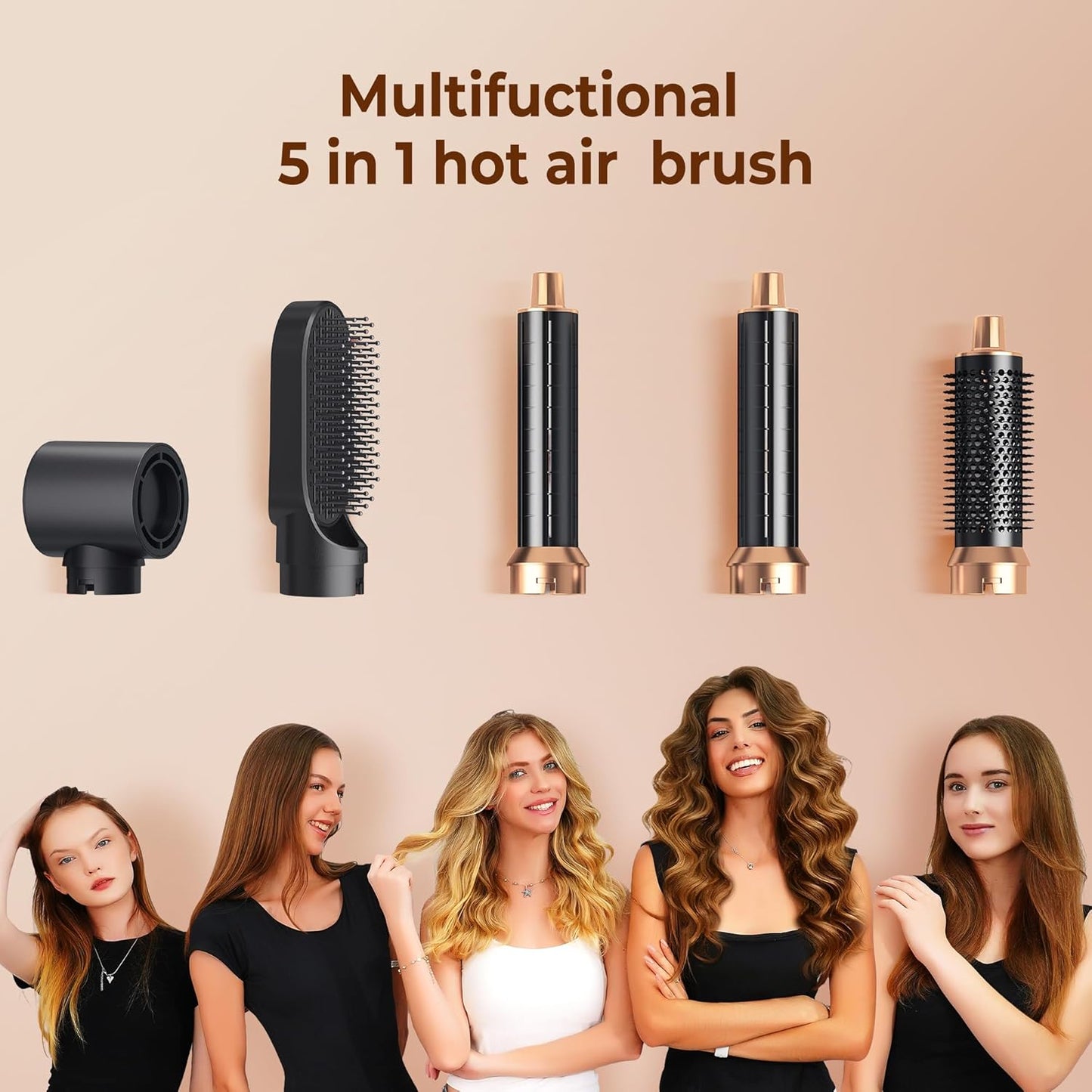 5 in 1 Blow Dryer Brush, Upgrade Hair Dryer Brush Air Curler Air Curli