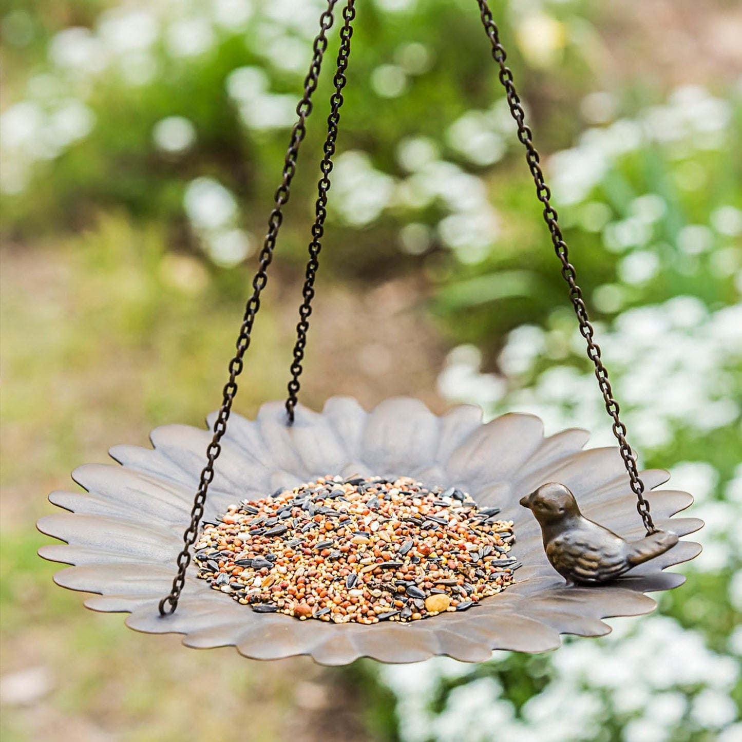Metal Hanging Bird Feeder Tray to Attracting Bird for Outdoor Garden Decorative Birdfeeder