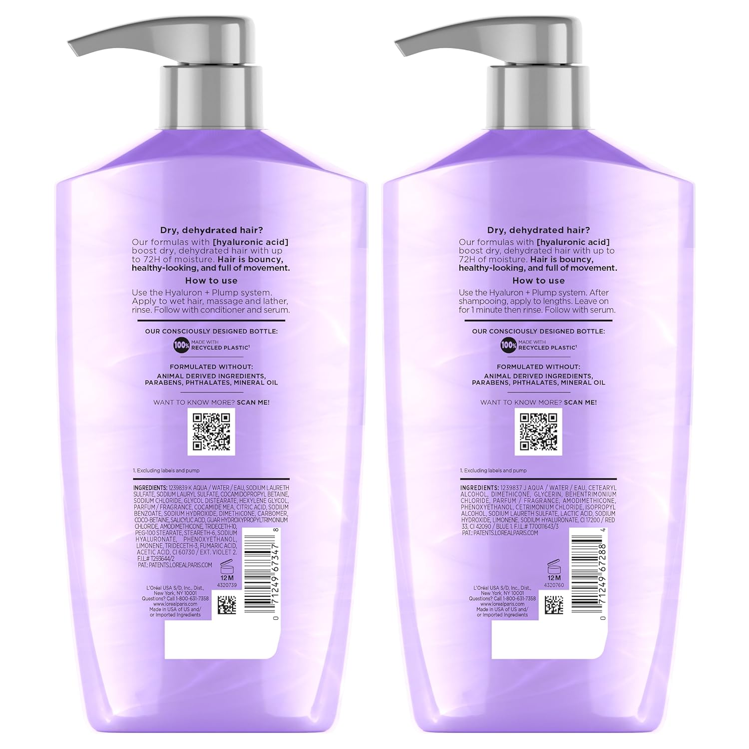 L'Oreal Paris Elvive Hyaluron Plump Shampoo and Conditioner Set for De