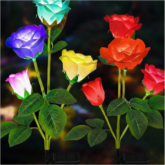 TONULAX Solar Garden Lights - Upgraded Outdoor Light, 7-Color Changing