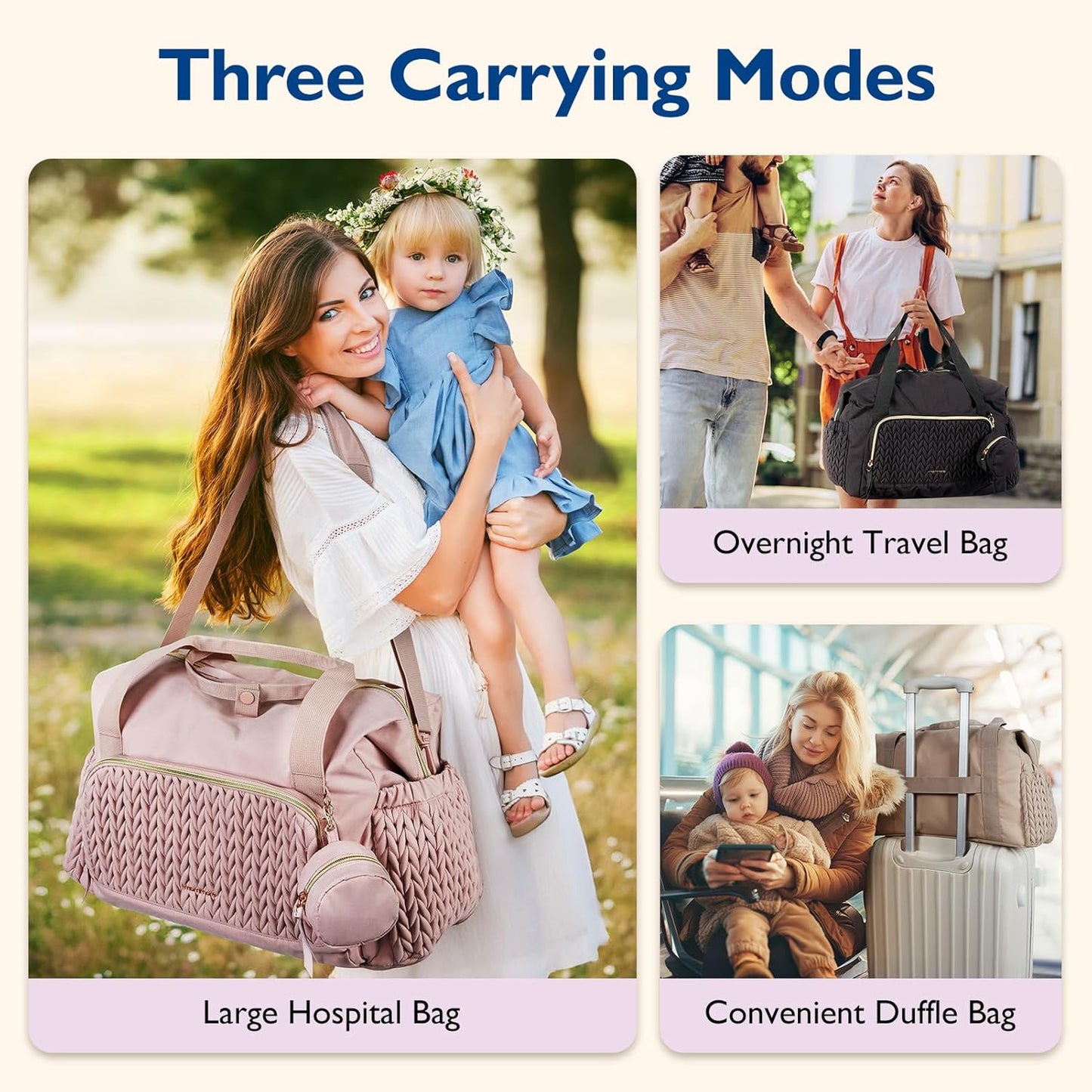 mommore Diaper Bag Tote, Large Capacity Travel Diaper bags, Hospital B