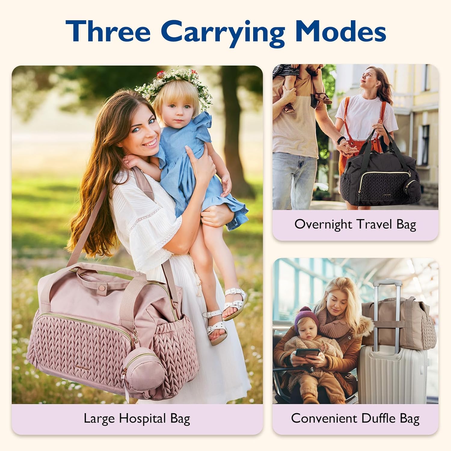 mommore Diaper Bag Tote, Large Capacity Travel Diaper bags, Hospital B