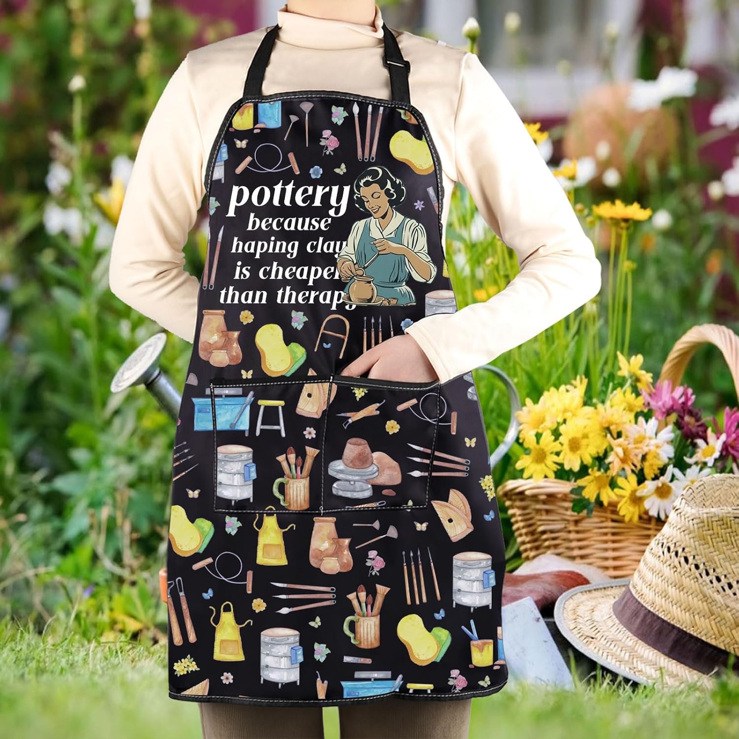 WCGXKO Pottery Gift Ceramic Artist Gift Funny Pottery Kitchen Apron Cl
