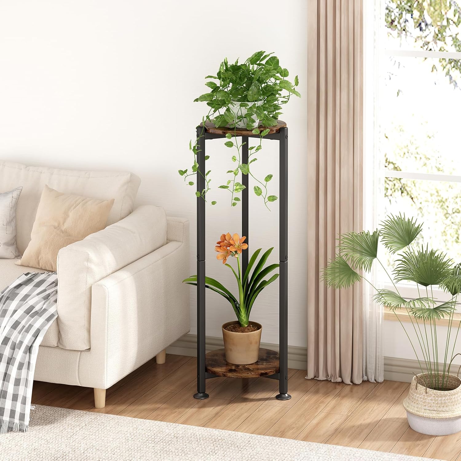 Plant Stand Indoor Corner Tall 2 Tier Metal Modern Flower Storage Plan