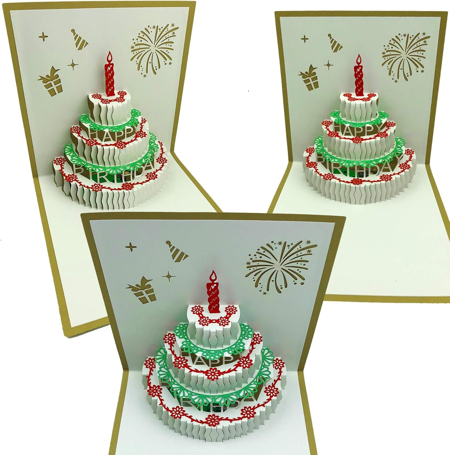 3D Pop Up Birthday Cards,Warming LED Light Birthday Cake Music Happy Birthday Card Postcards Pop Up Greeting Cards Happy Birthday Cards Best for Mom,Wife,Sister,Boy,Girl,Friends 1 Pack