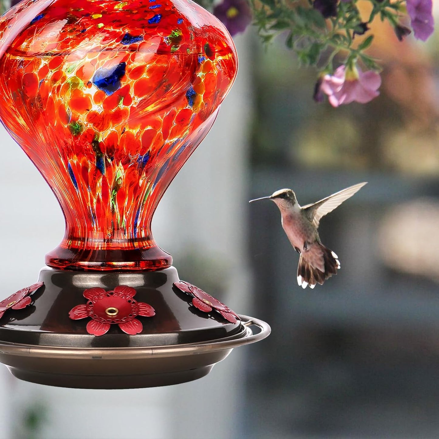 Hummingbird Feeder, BOLITE Glass Hummingbird Feeders for Outdoors Hang