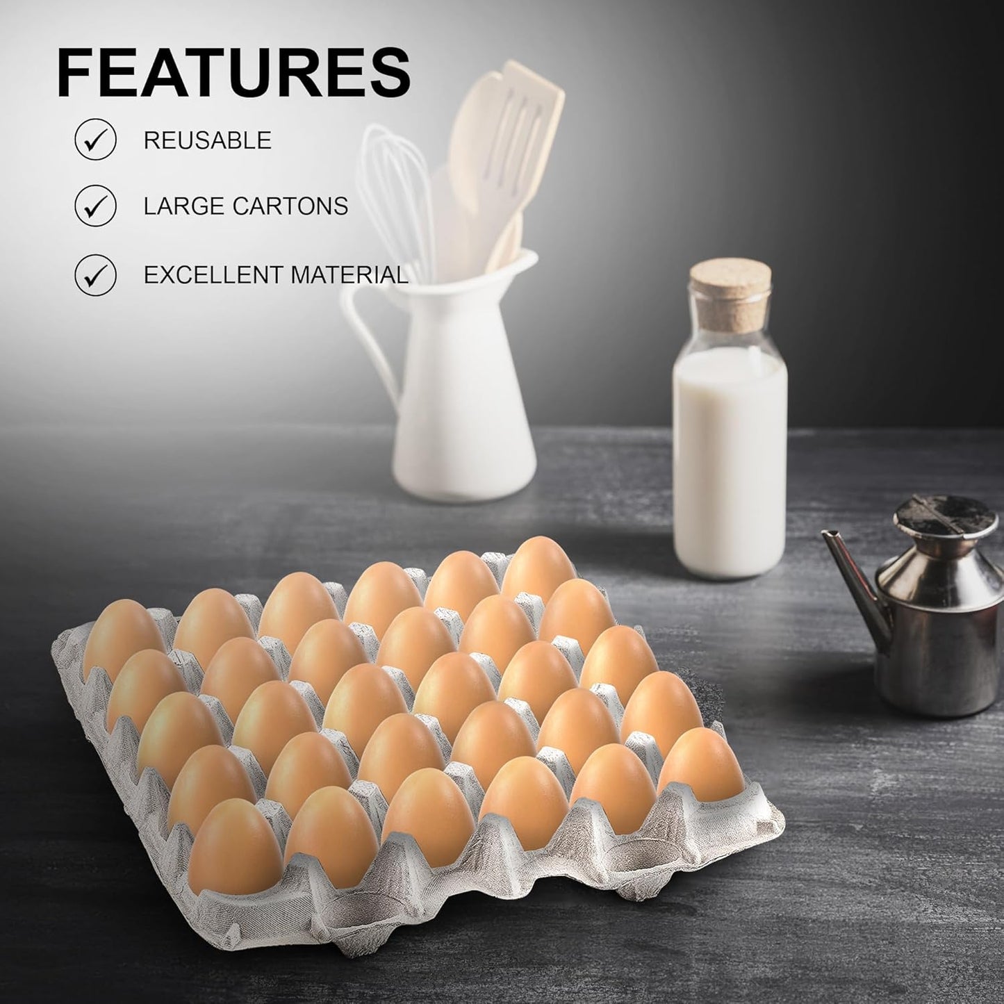 MT Products Pulp Fiber Egg Flat Cartons Holds 30 Eggs - Egg Crate for Chicken Farm (Pack of 15) - Made in the USA