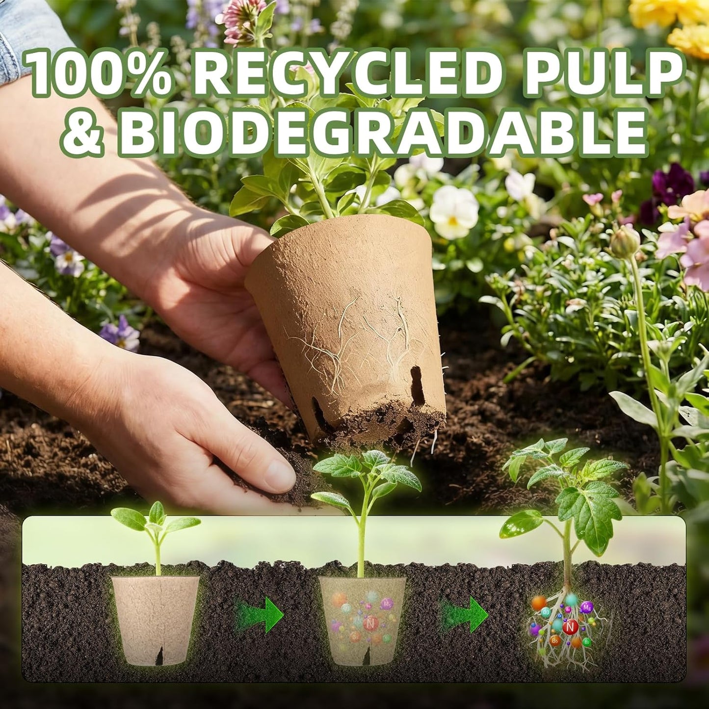 70Pcs Biodegradable 4” Peat Pots with 70Pcs Plant Labels, Biodegradabl