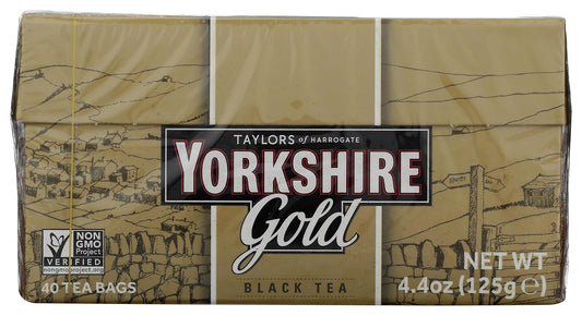 Yorkshire Tea, Gold, Pillow Tea Bags, 40 Count (Pack of 1), Premium Blend, Rich, Smooth, and Satisfying, Classic British Breakfast Blend, Caffeinated, Enjoy Hot or Iced, 40 Teabags