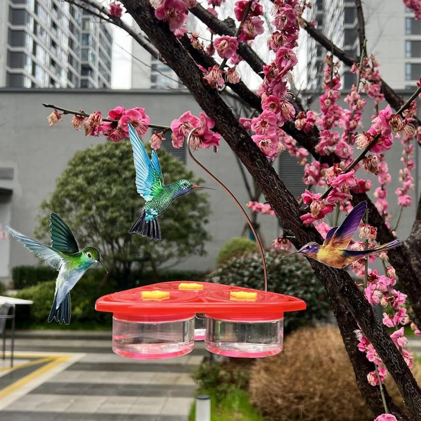 Hummingbird Feeder, 3Pcs Mini Flower Hand Held/Hanging Hummingbird Feeder, Hanging Humming Wild Bird Feeders for Outdoor Supplies