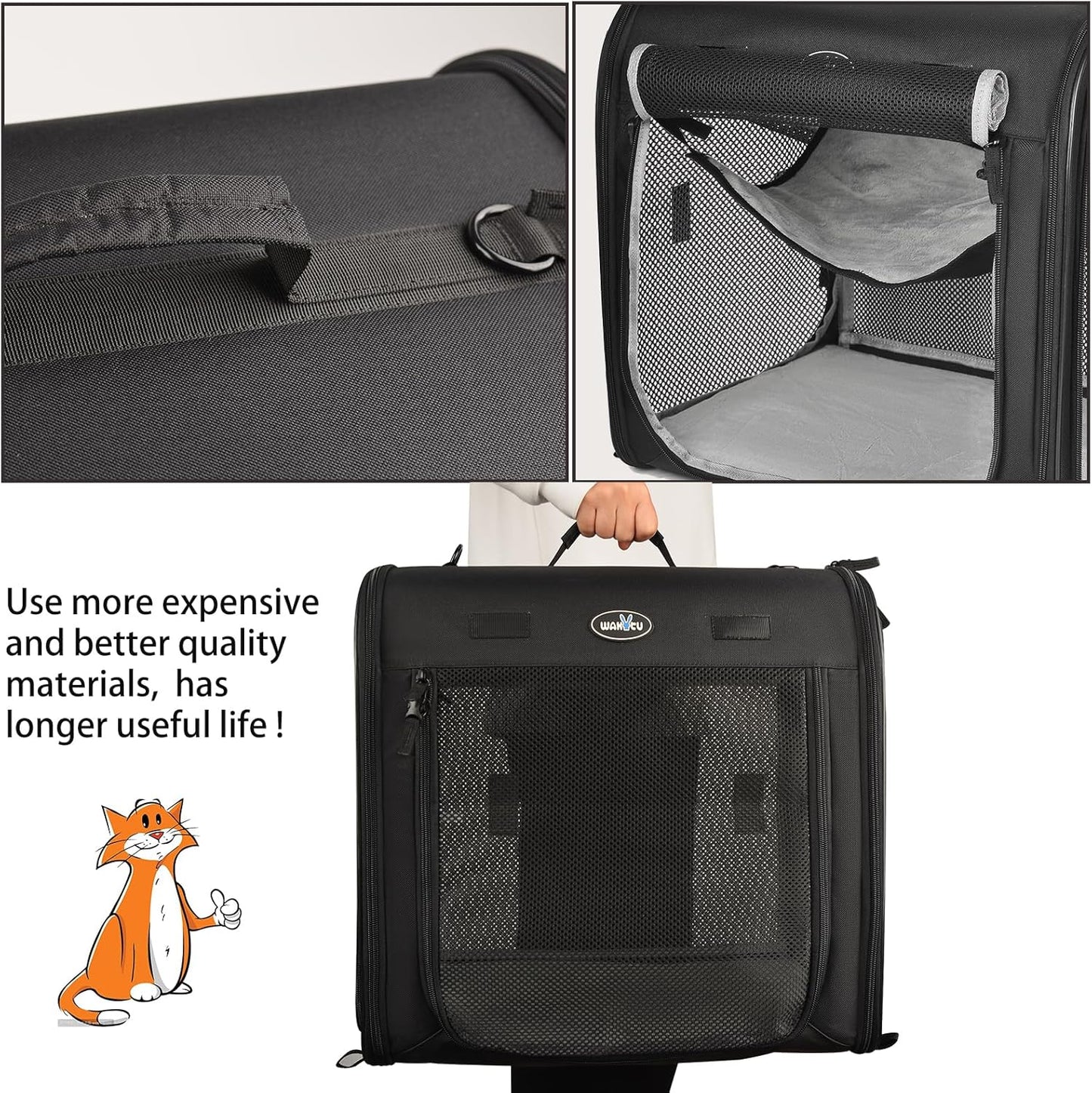 Portable 2-in-1 Pet Carrier for Medium Dogs Large Cat Carrier for 2 Ca