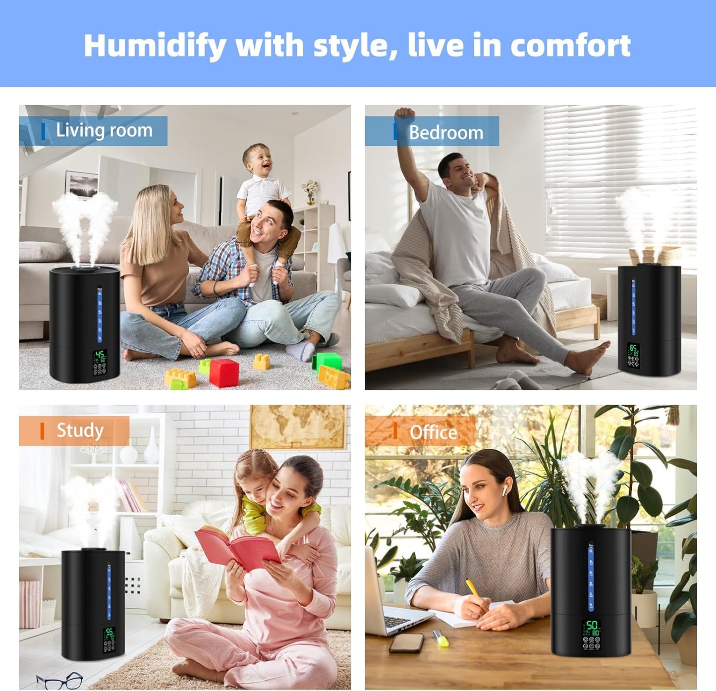 6L Humidifiers for Bedroom Large Room Home,Cool and Warm Humidifier fo