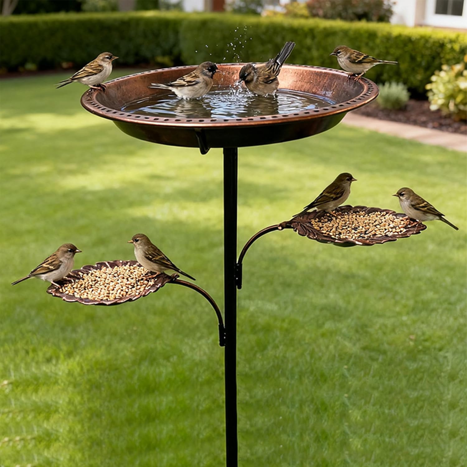 Metal Bird Bath for Outside - 36In Vintage Freestanding Birdbaths and 
