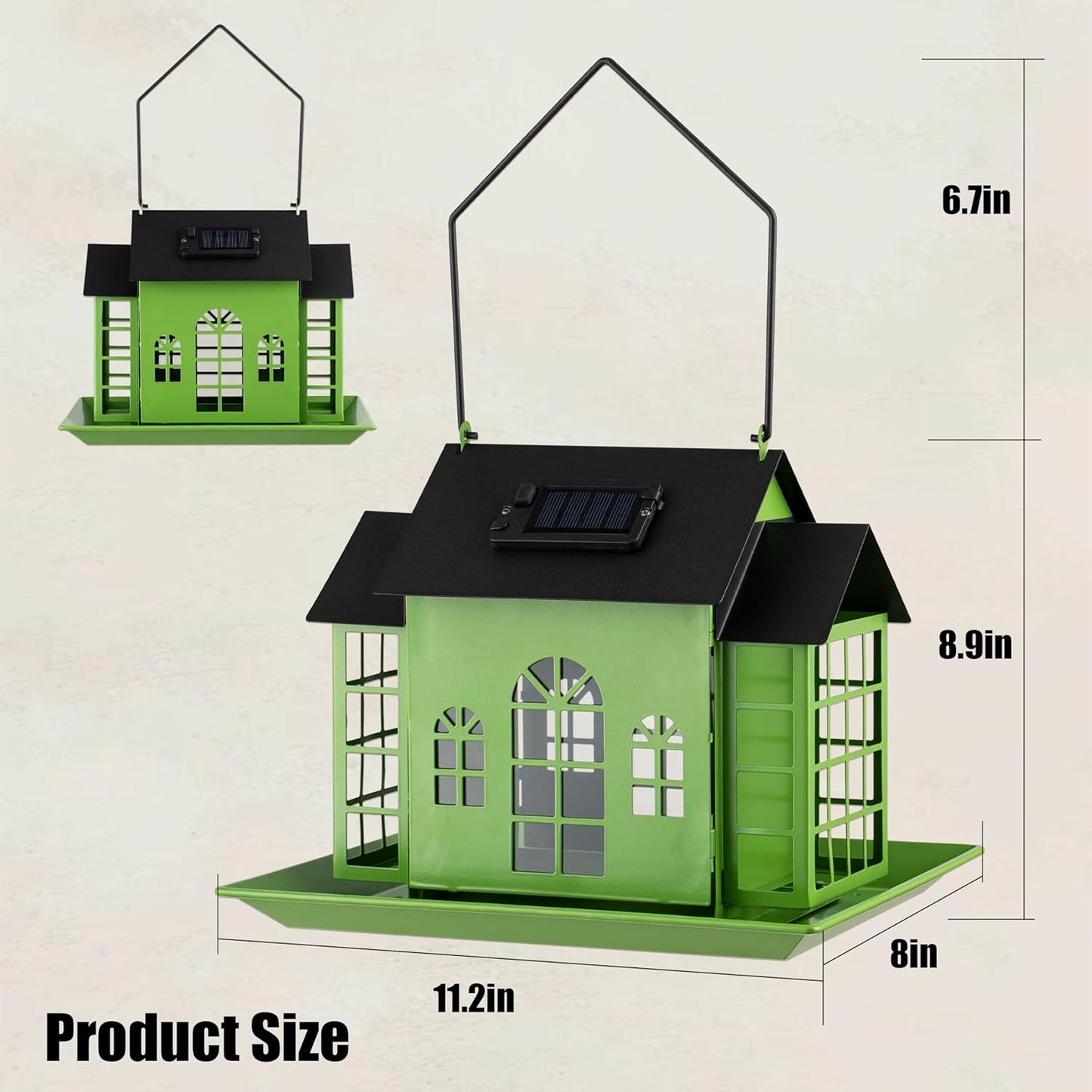 Bird Feeders for Outdoors,Solar Metal Large Capacity Cardinal Birdfeeders with Suet Holder,Cardinal Bird Suet Feeder,Birdhouse,Weatherproof and Durable
