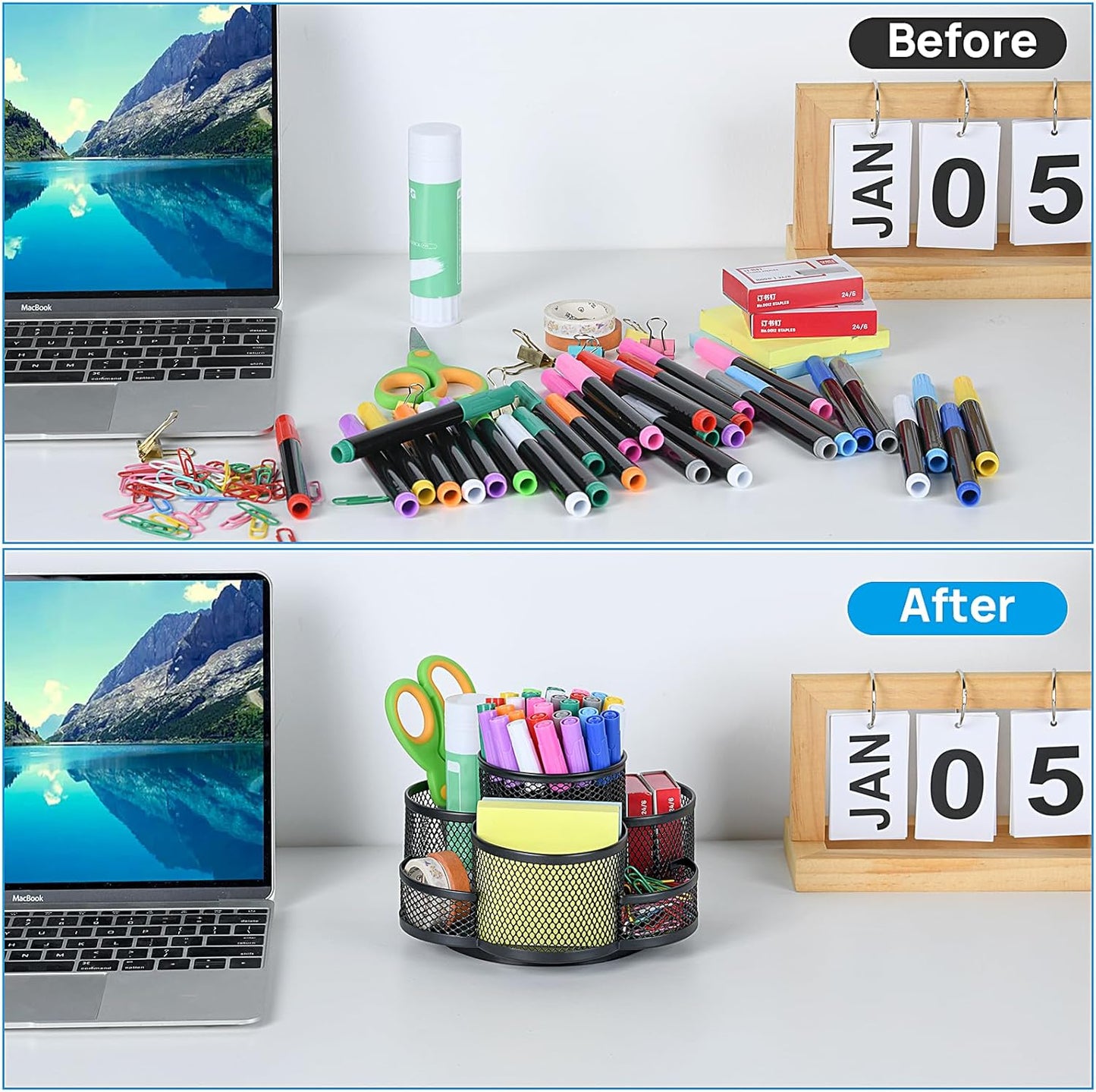 Topwey Pen Holder for Desk, 360 Rotating Pencil Holder, Cup Holder for