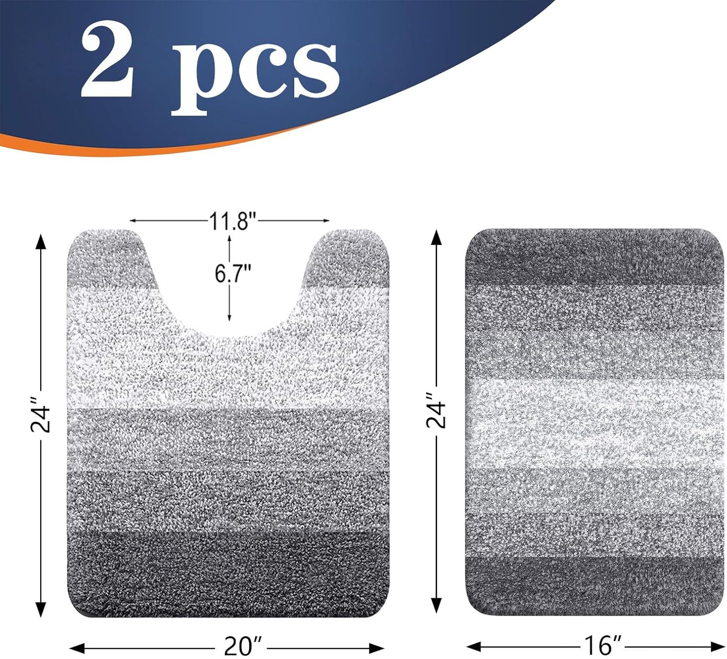 OLANLY Bathroom Rug Set 2 Piece, Soft Absorbent Microfiber Bath Mats a
