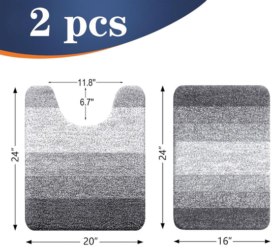 OLANLY Bathroom Rug Set 2 Piece, Soft Absorbent Microfiber Bath Mats a