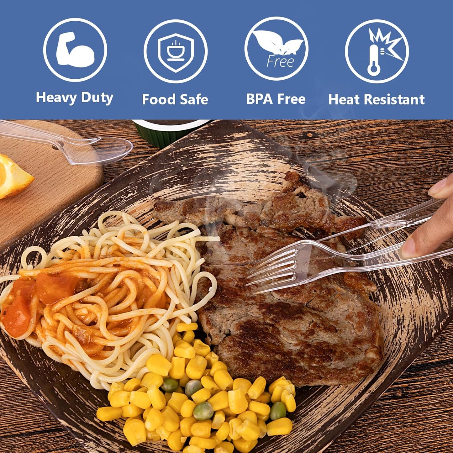 SACATR 1000 Count Plastic Forks Heavy Duty, Plastic Silverware Clear Forks, Premium Disposable Forks Bulk, BPA-Free, Heat Resistant, Suitable for Parties, Events and Everyday Use