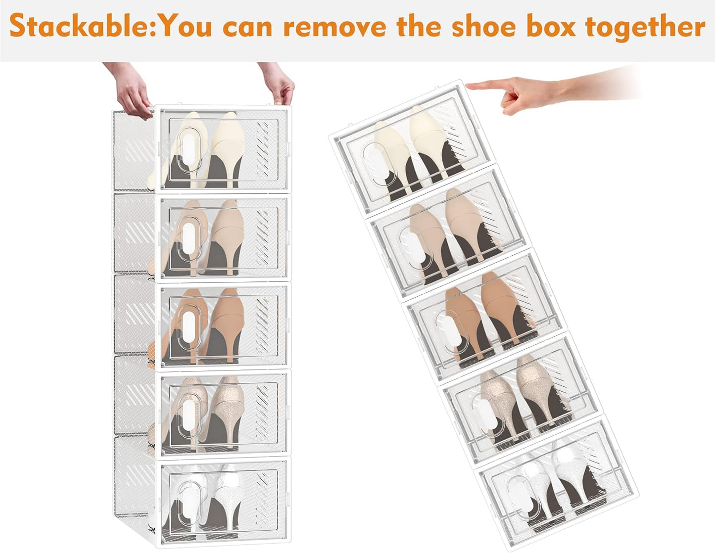 Shoe Storage, 12 Pack Shoe Organizer for Closet, Shoe Boxes Clear Plas