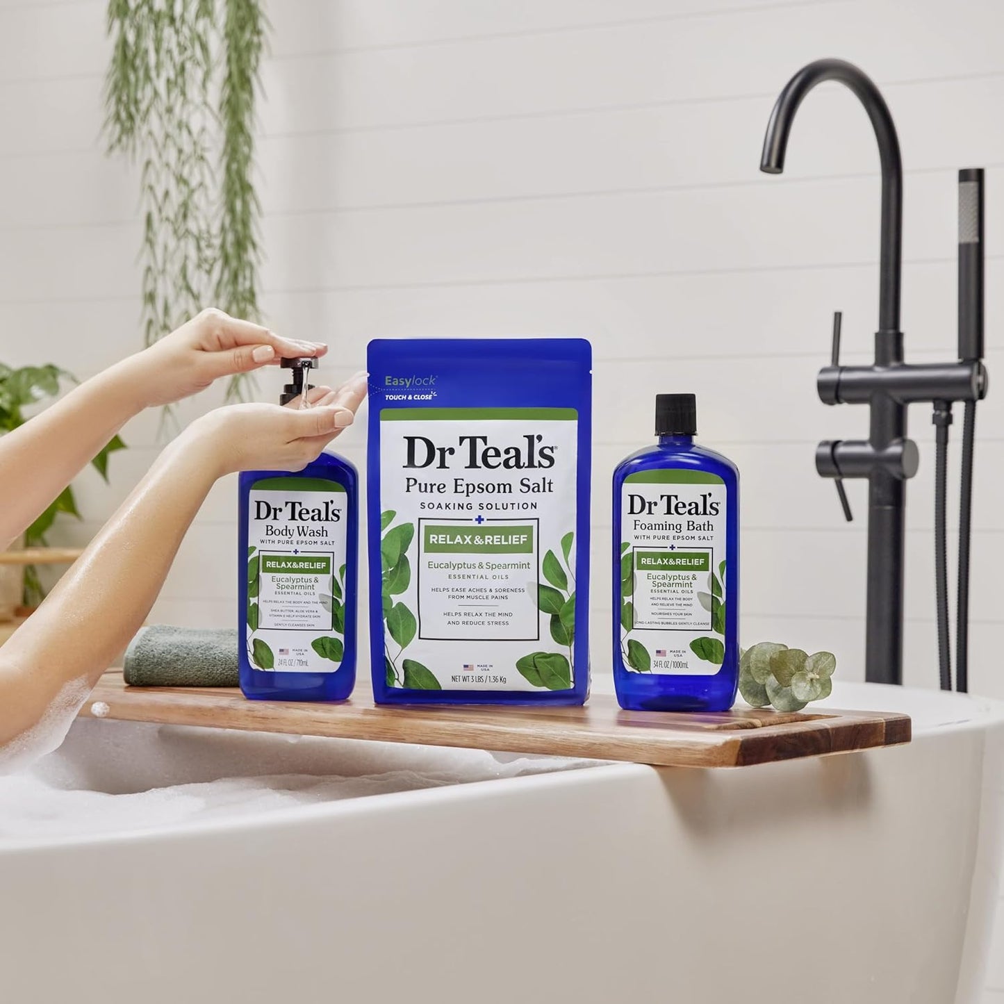 Dr Teal's Body Wash with Pure Epsom Salt, Relax & Relief with Eucalypt