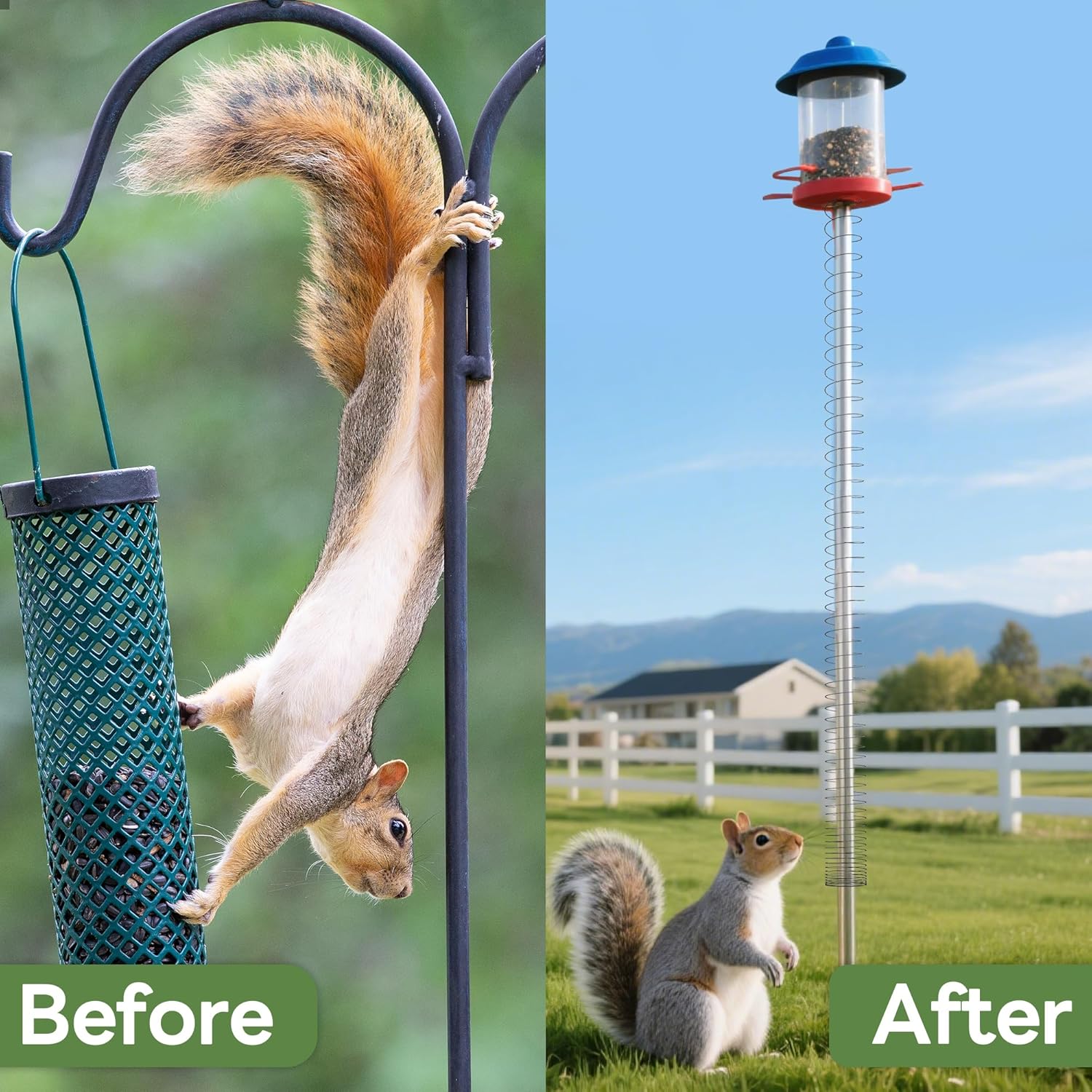 Foneso Squirrel Proof Spring Device 2 PCS, Metal Squirrel Baffle Barri