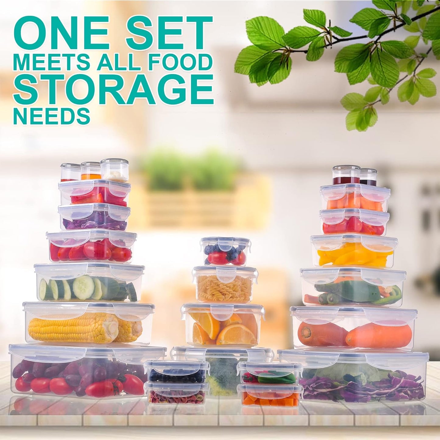 RockBerry 50 Pcs Large Food Storage Containers with Lids Airtight-85 O