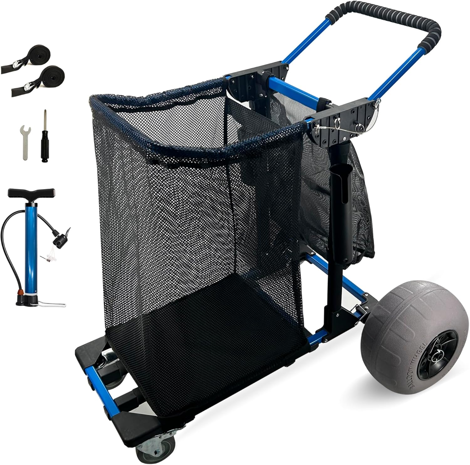 Beach Cart Foldable Fishing Trolley with 12 inch Balloon Wheels for Sa