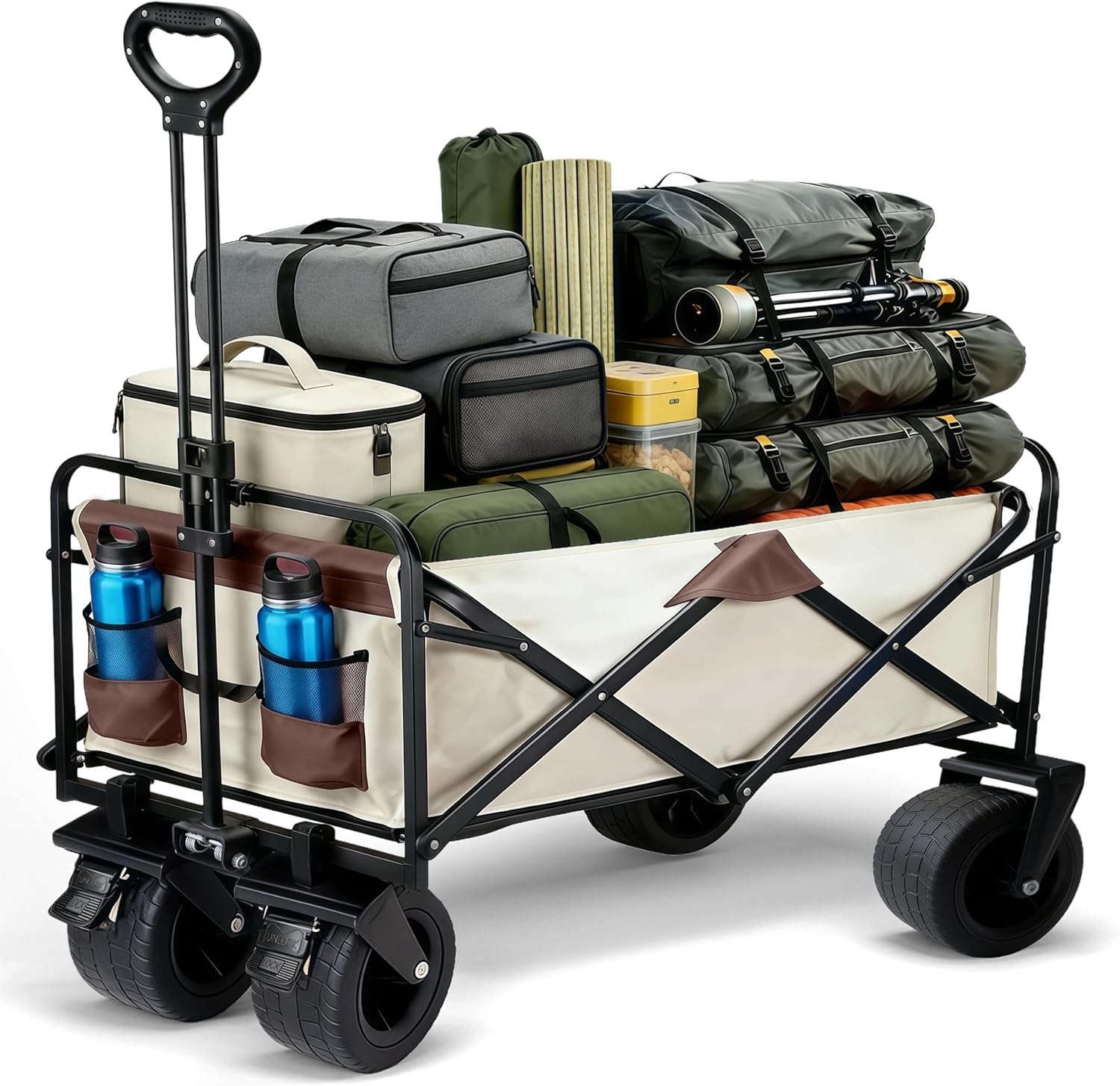 Collapsible Wagon with Thickened Wheels,Bear 560lbs Folding Heavy Duty