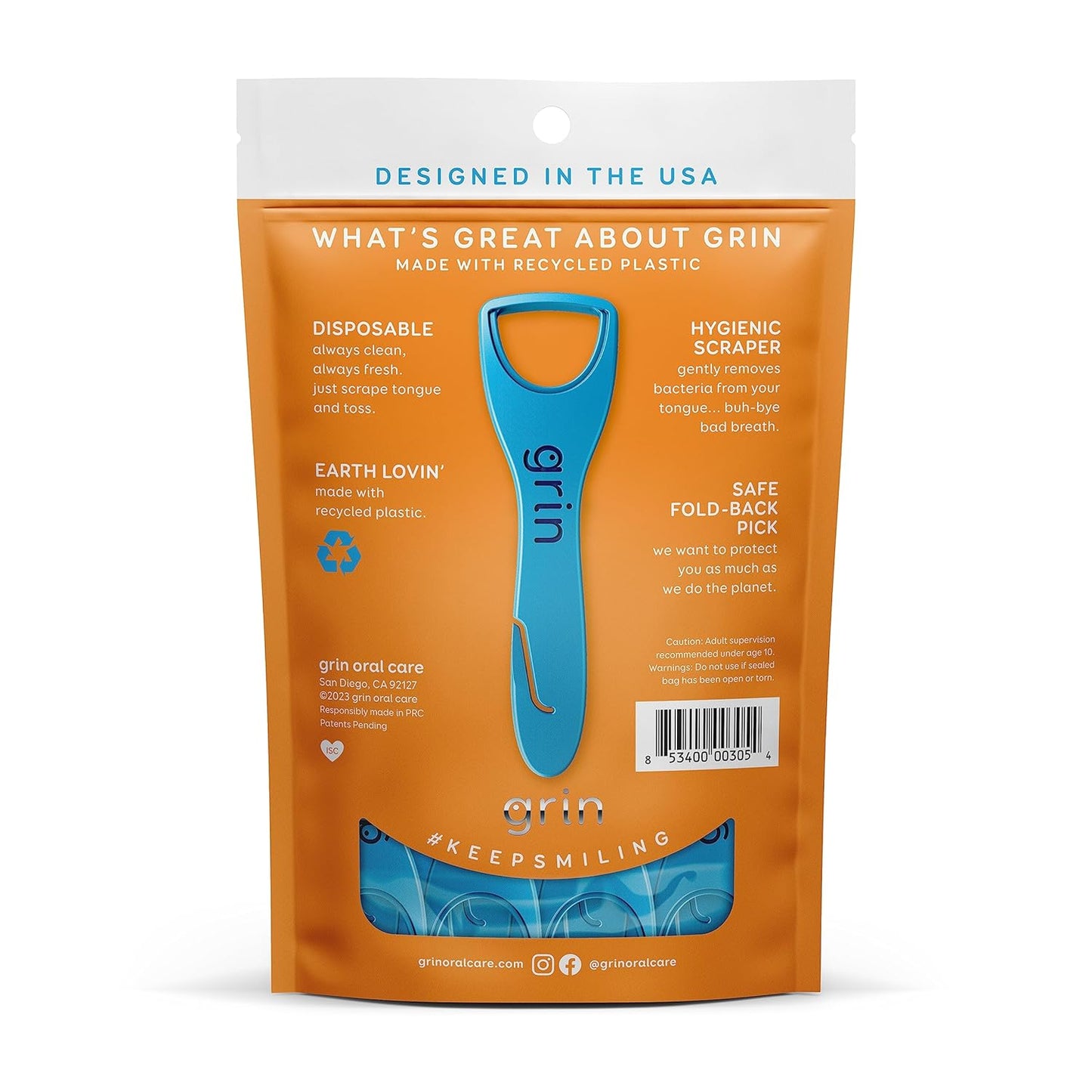 GRIN Tongue Cleaner, 32 Count, Disposable Tongue Cleaner, Hygienic Scr