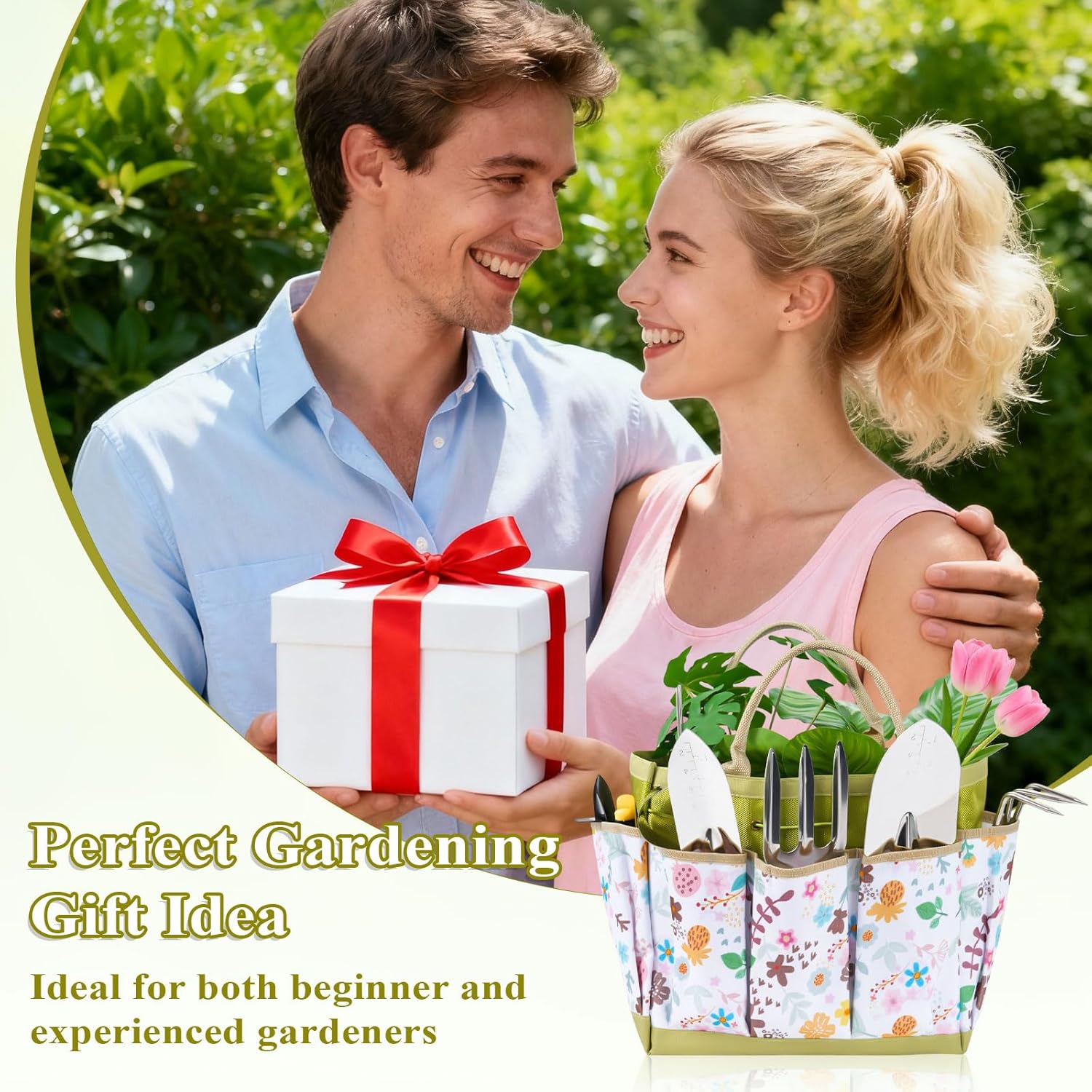 15-Piece Garden Tool Set for Women, Heavy Duty Gardening Kit with Flor